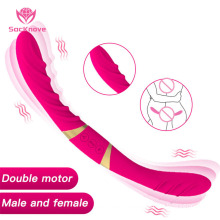 SacKnove Lesbians 2 Motors Dual Sex Toy Massage Penetration Strapon Double Sided Dildo Vibrator For Couples